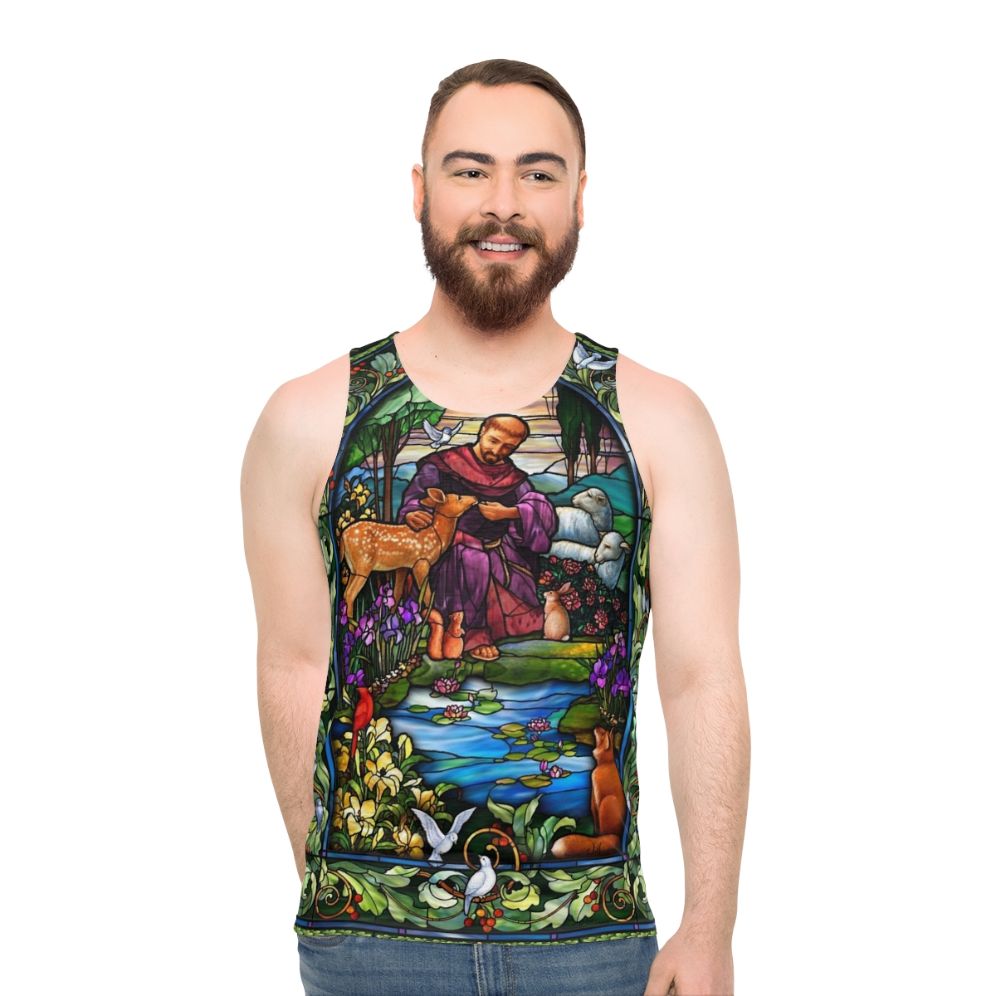 St Francis Stained Glass Unisex Tank Top