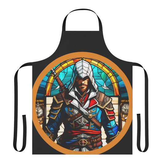 Stained glass-patterned apron featuring the character Edward Kenway from the Assassin's Creed video game series.
