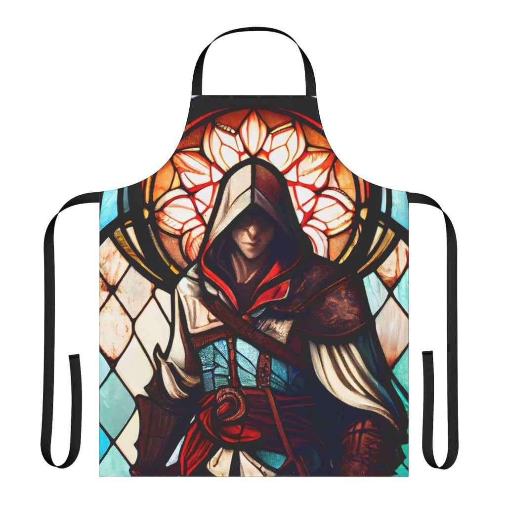 Stained glass style apron featuring a design inspired by the Assassin's Creed video game series