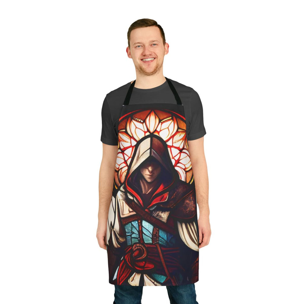 Stained glass style apron featuring a design inspired by the Assassin's Creed video game series