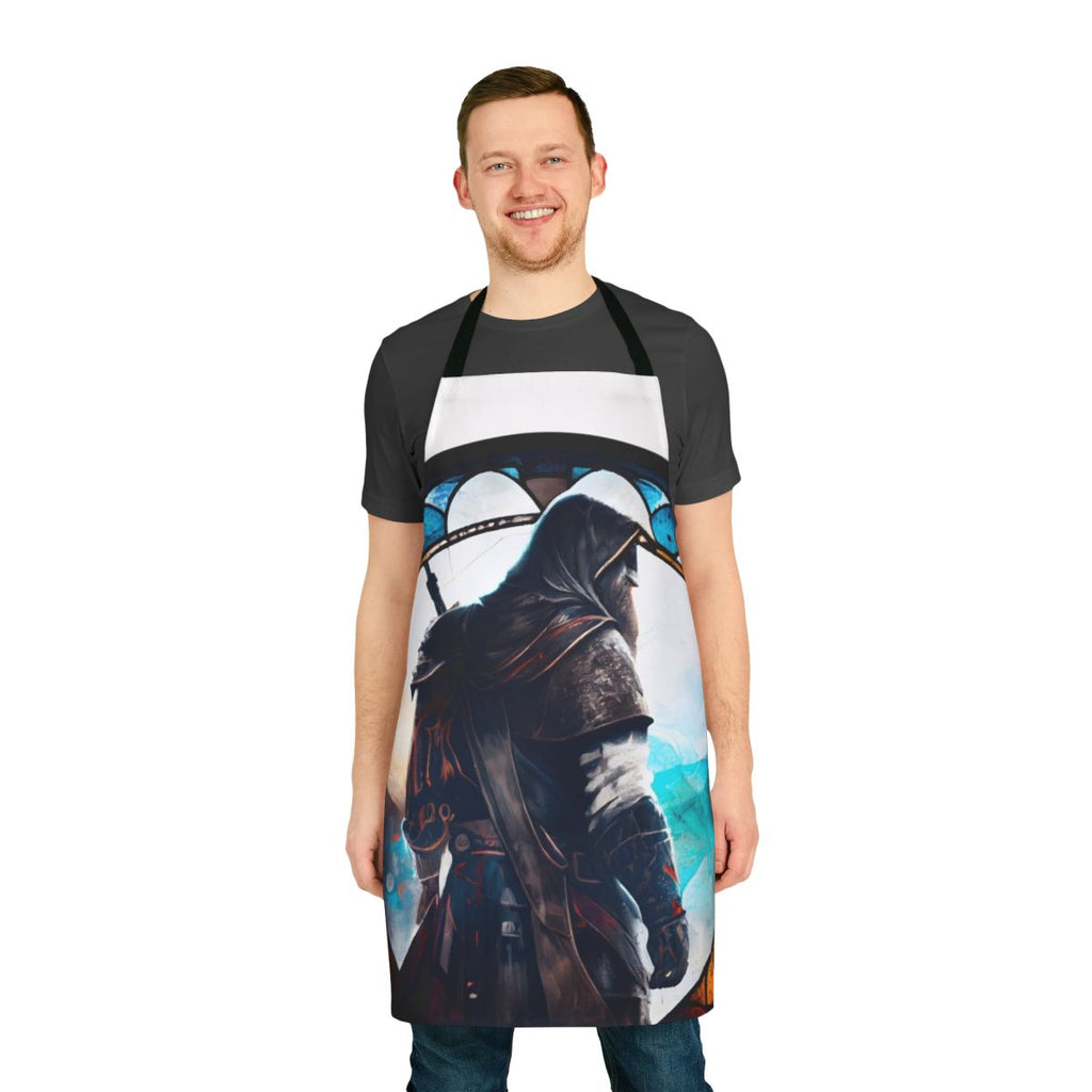 Stained glass style apron featuring Assassin's Creed inspired design