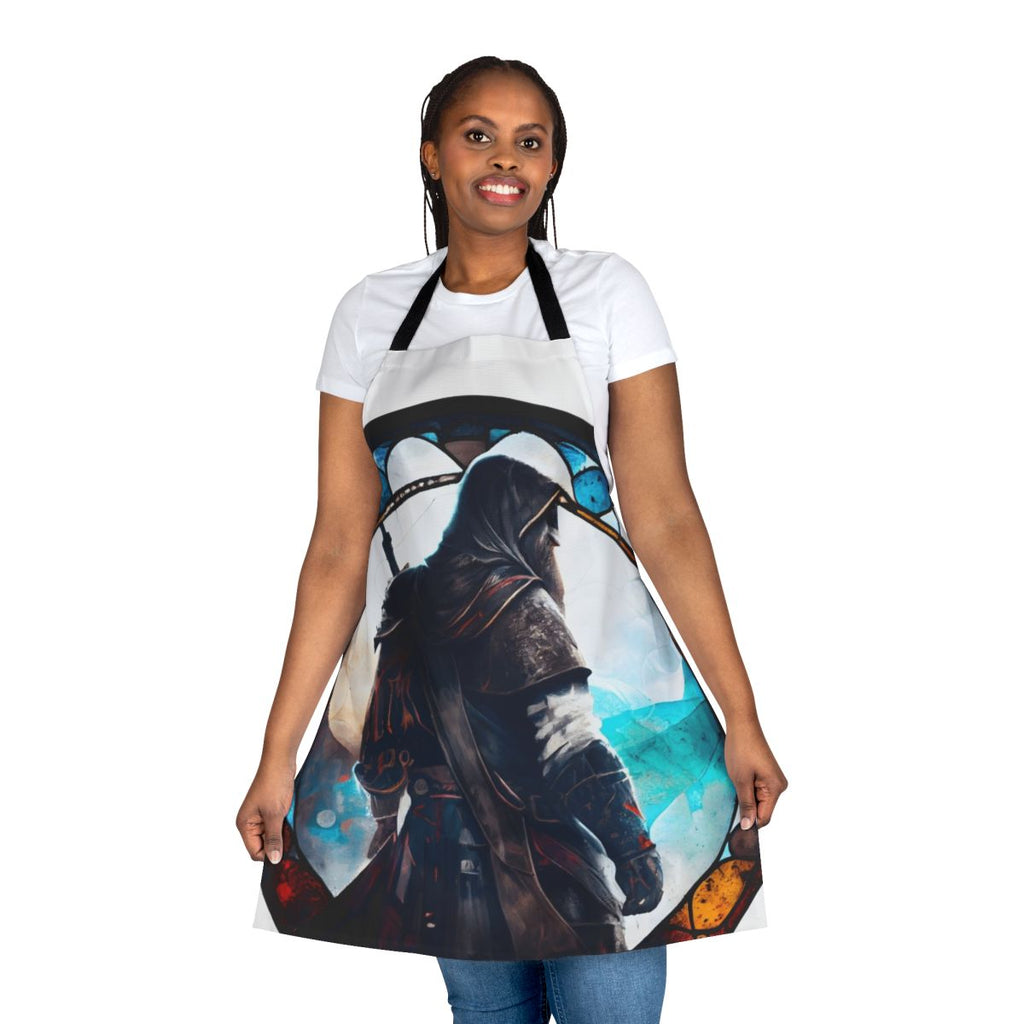 Stained glass style apron featuring Assassin's Creed inspired design