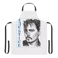 Vanda apron with "Justice for JD3" design, supporting the movement against domestic abuse