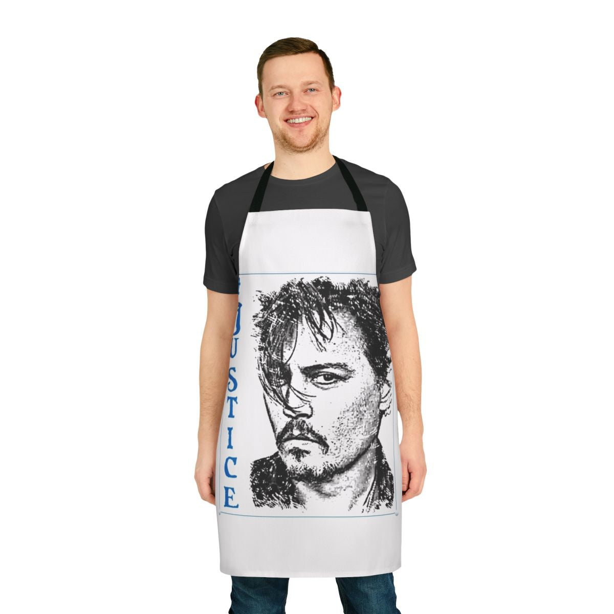 Vanda apron with "Justice for JD3" design, supporting the movement against domestic abuse