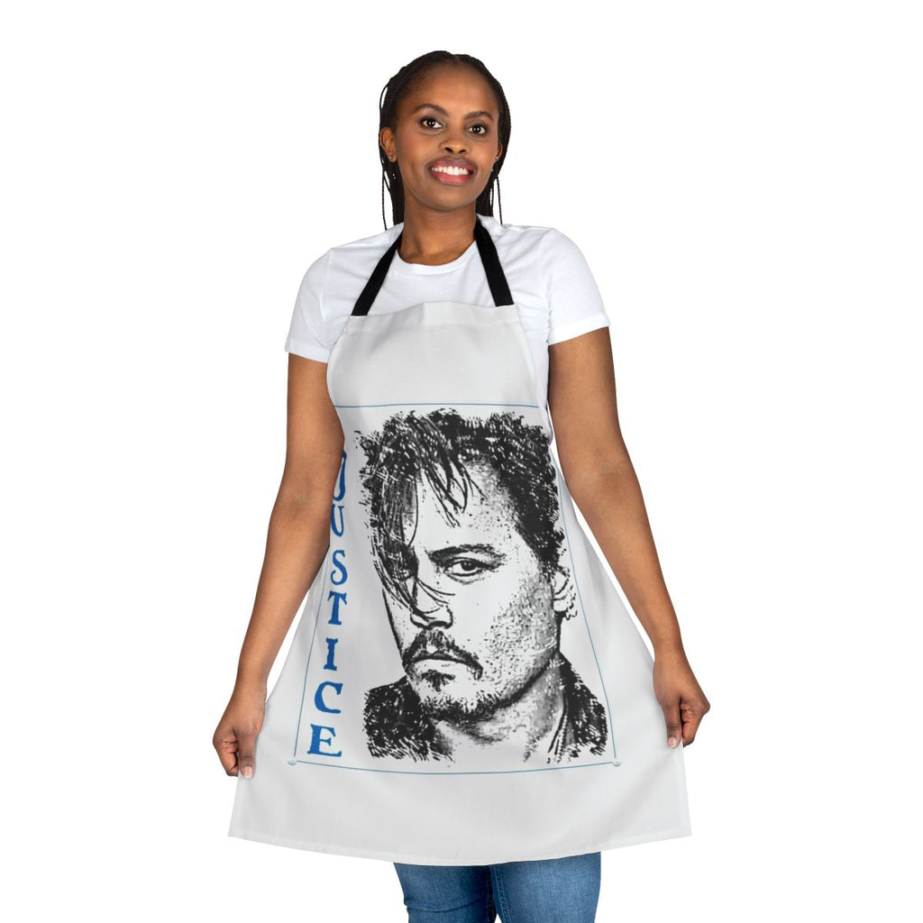 Vanda apron with "Justice for JD3" design, supporting the movement against domestic abuse