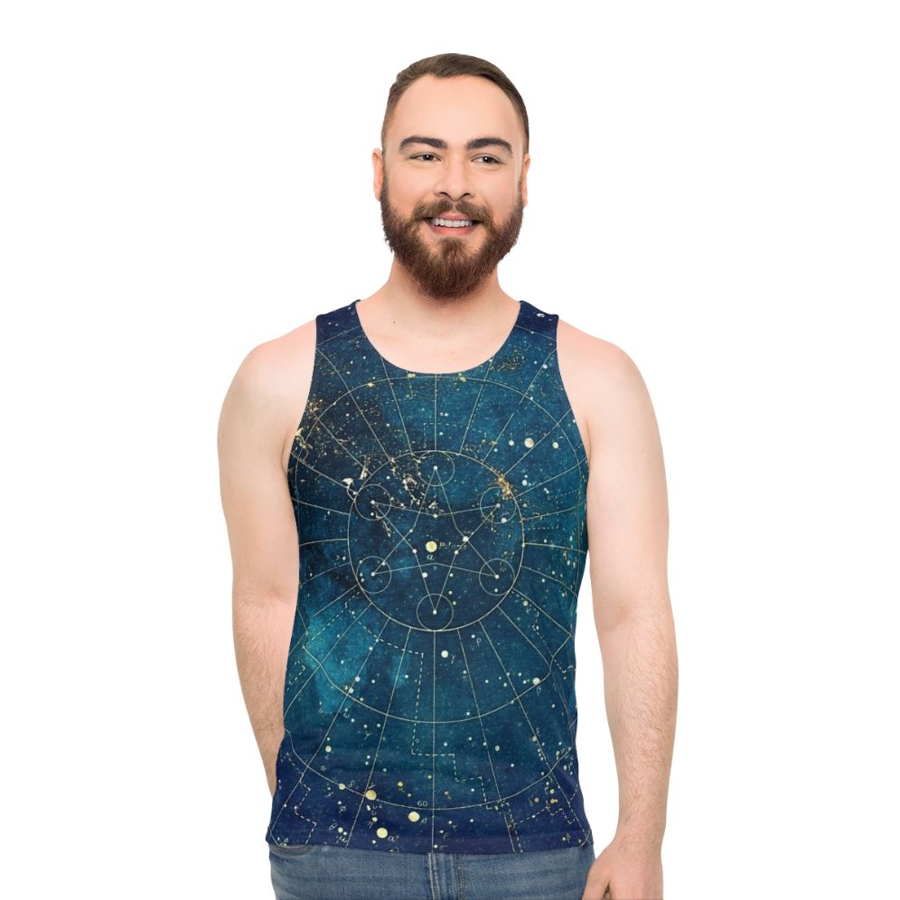 Unisex tank top with illuminating star map graphic