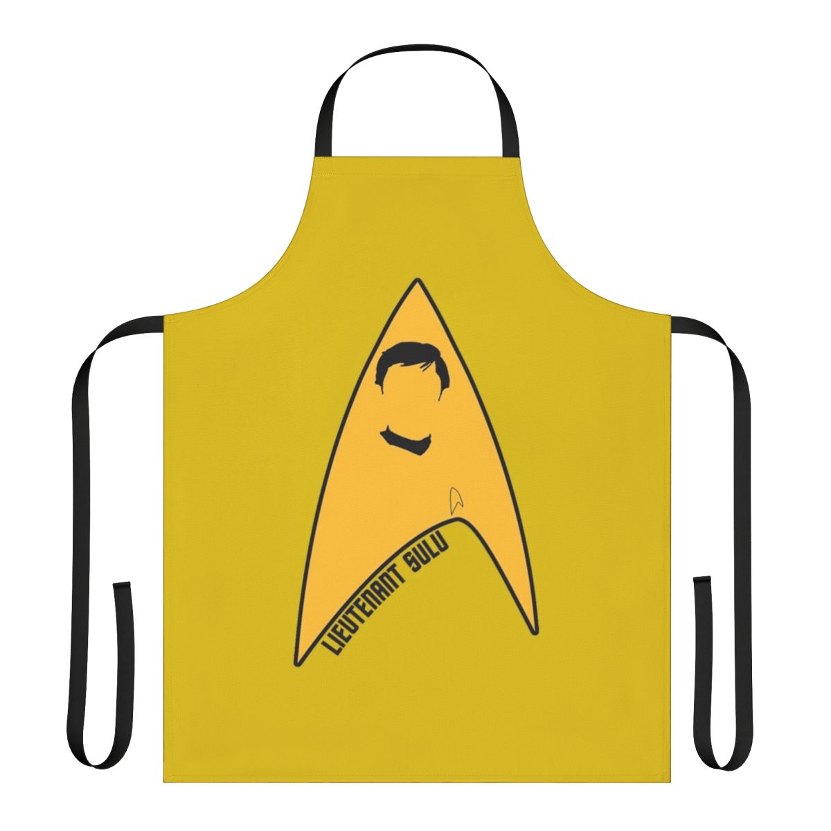 Lieutenant Sulu-themed apron featuring the iconic USS Enterprise design