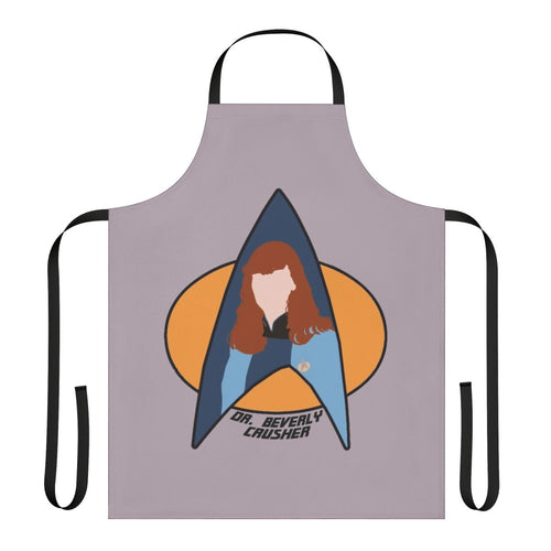 "Star Trek-inspired medical uniform apron featuring the character Dr. Beverly Crusher"