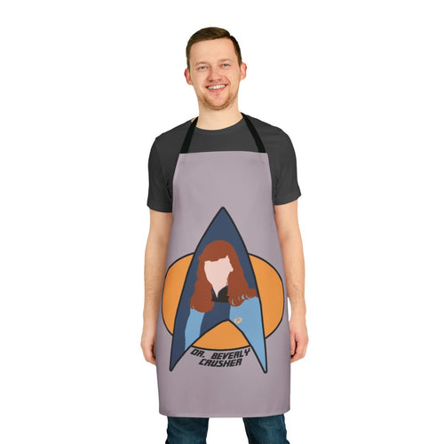 "Star Trek-inspired medical uniform apron featuring the character Dr. Beverly Crusher"