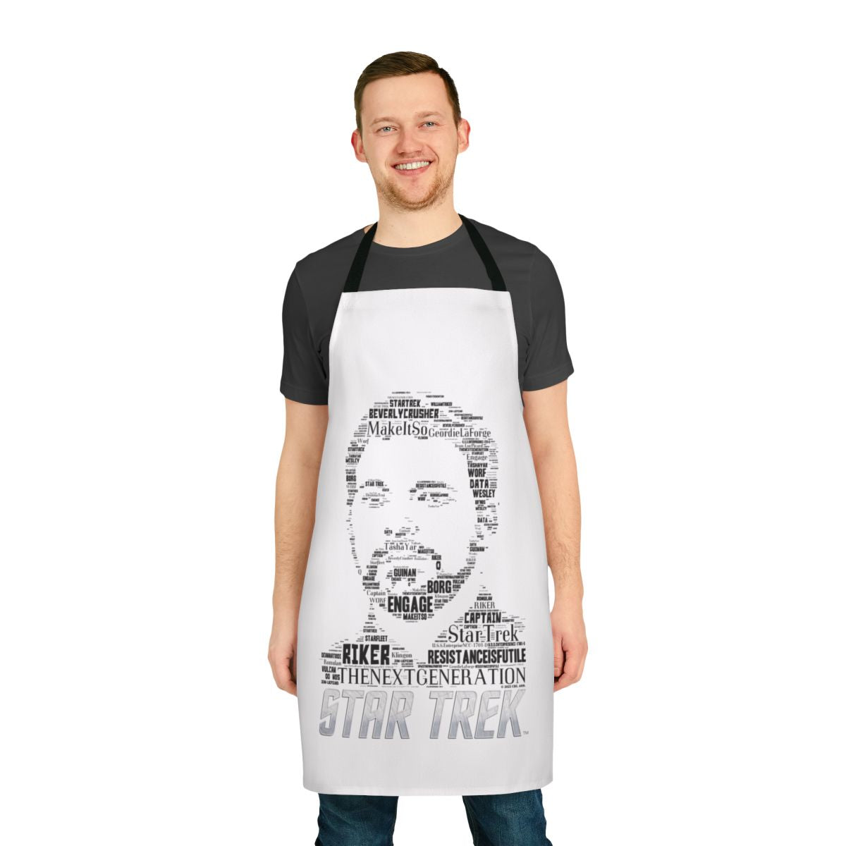 Star Trek The Next Generation inspired apron featuring William Riker wearing 2 pips