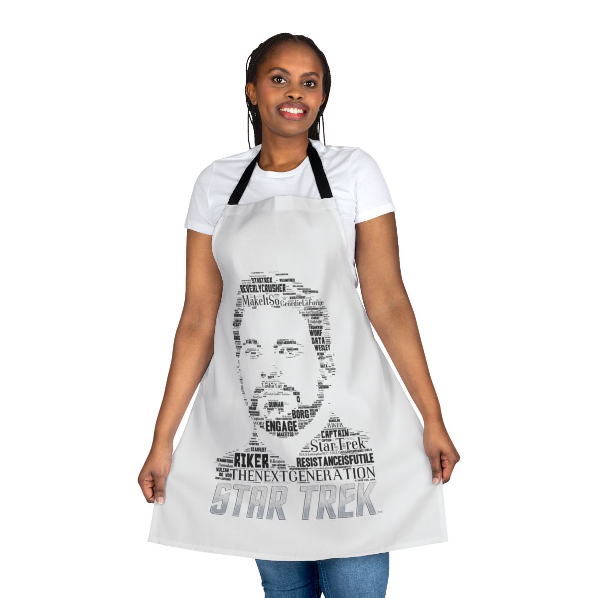 Star Trek The Next Generation inspired apron featuring William Riker wearing 2 pips