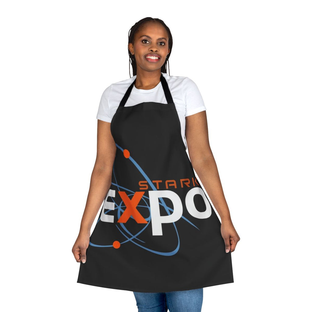 A vintage-style apron featuring the Stark Expo logo and faded, distressed design - perfect for fans of Iron Man, Marvel, and superhero style.