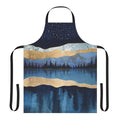 Midnight lake at night with stars reflected in the calm water, nature landscape apron