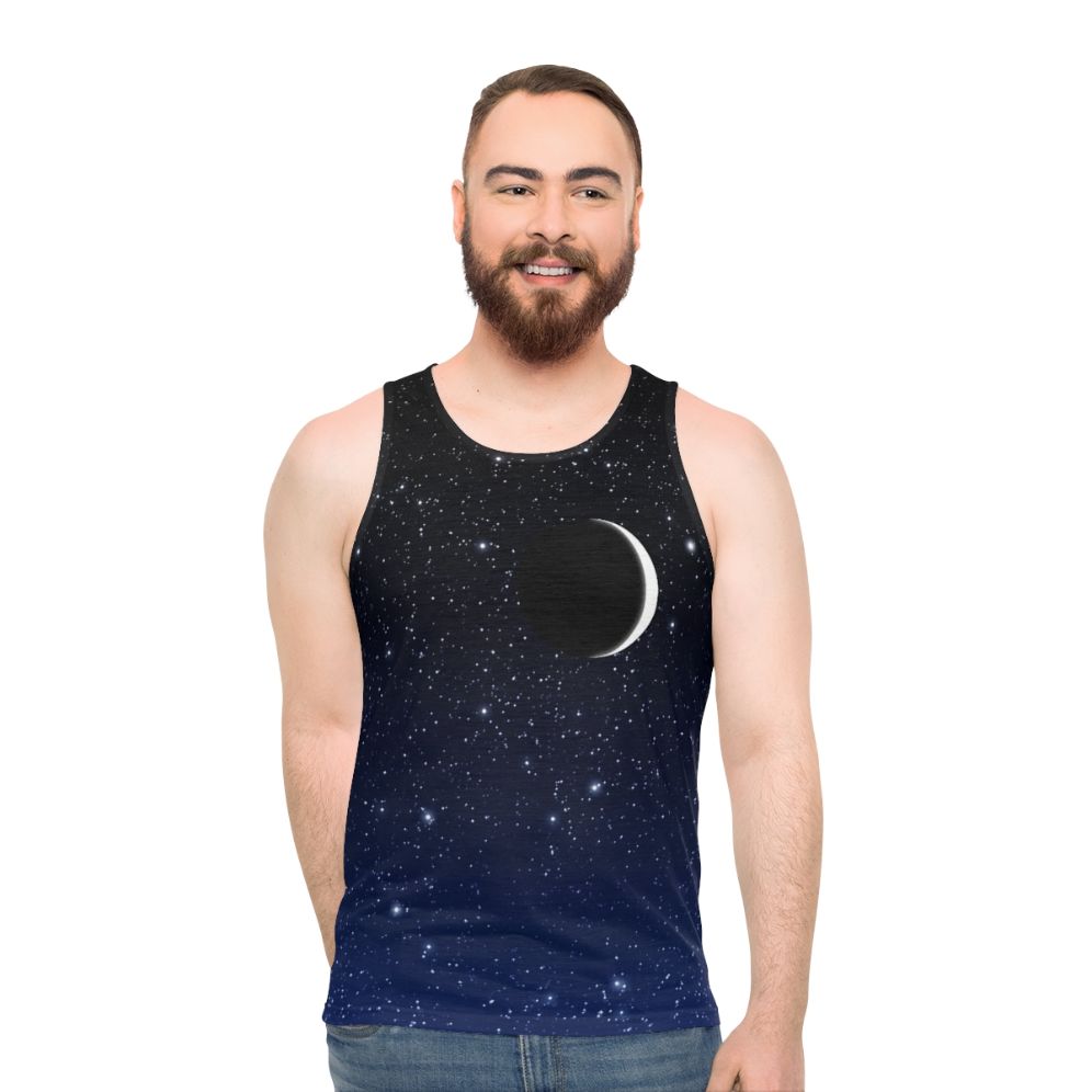Starry night crescent moon unisex tank top