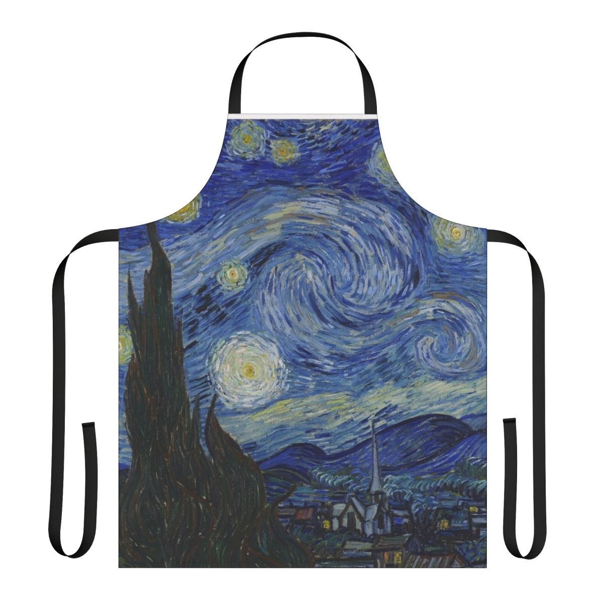 Starry night themed apron with van gogh's iconic painting design