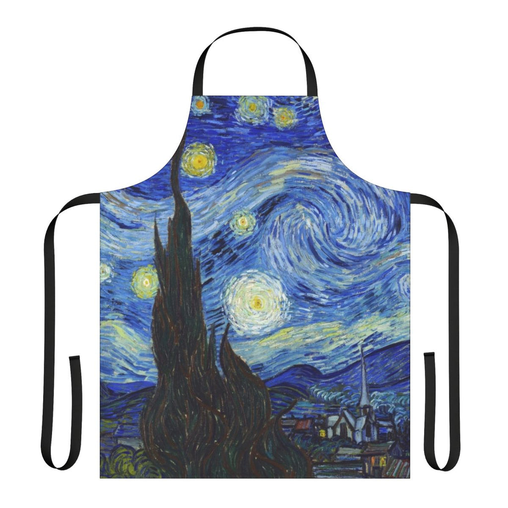 Apron featuring the iconic painting "The Starry Night" by the famous artist Vincent Van Gogh.