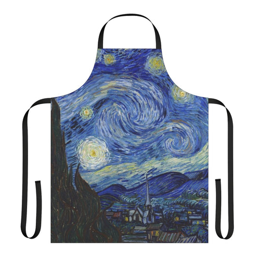 Starry Night inspired apron featuring the iconic painting by Vincent Van Gogh