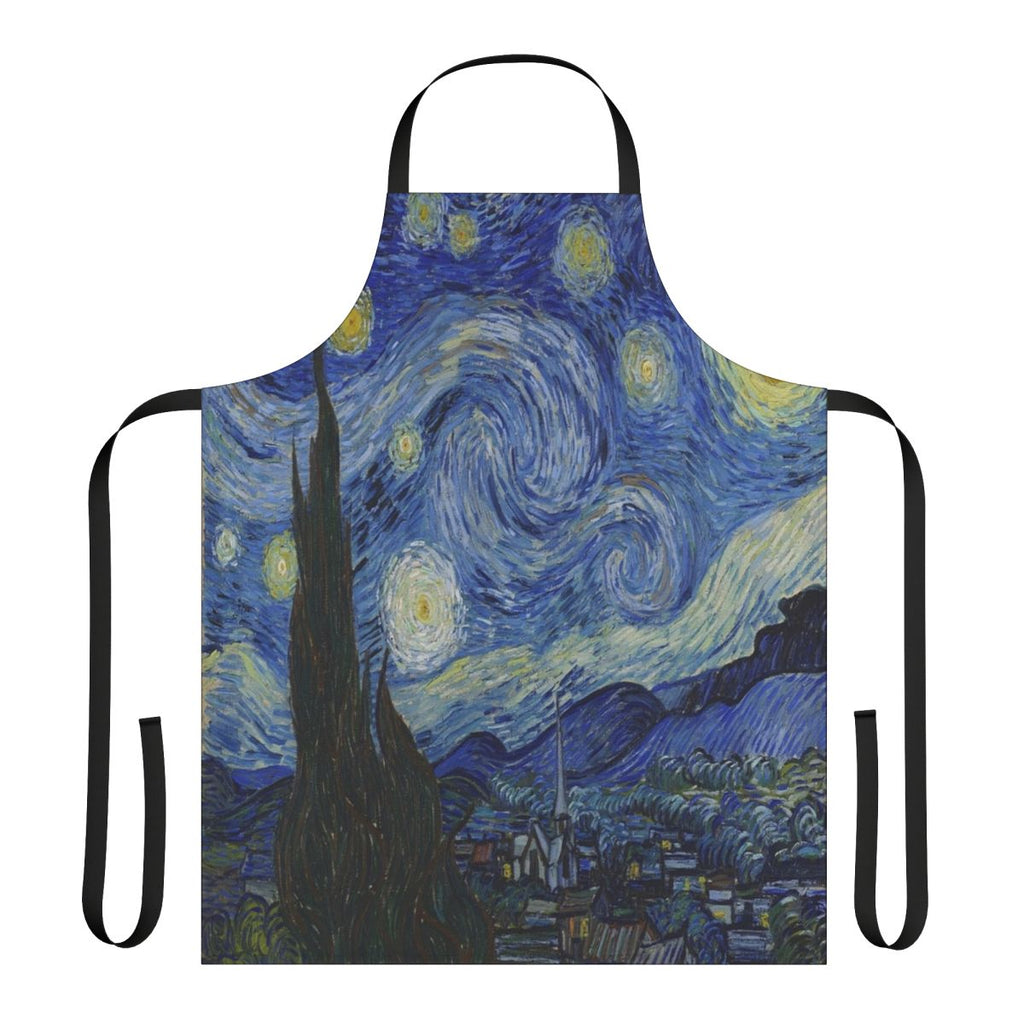 Starry Night Inspired Apron Featuring the Iconic Painting by Vincent Van Gogh