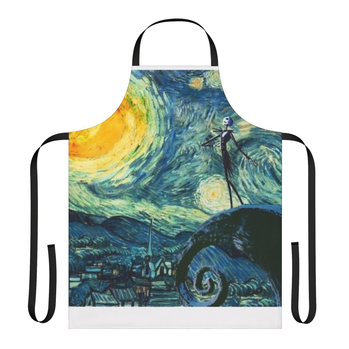 Starry night-themed Nightmare Before Christmas apron