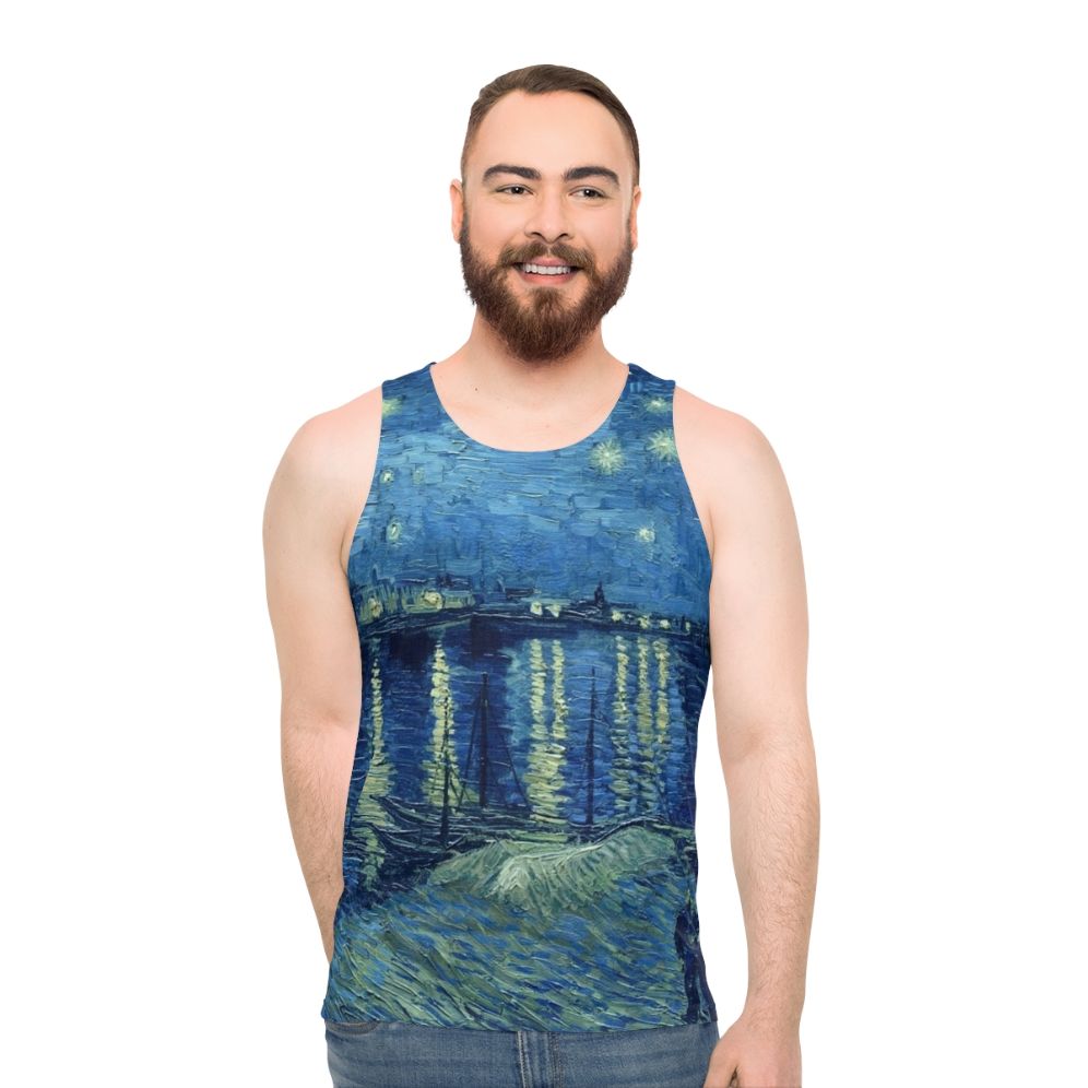 Unisex tank top featuring Van Gogh's Starry Night Over The Rhone painting