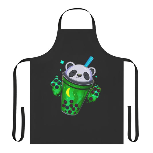 Starry panda-themed apron perfect for preparing bubble tea and boba