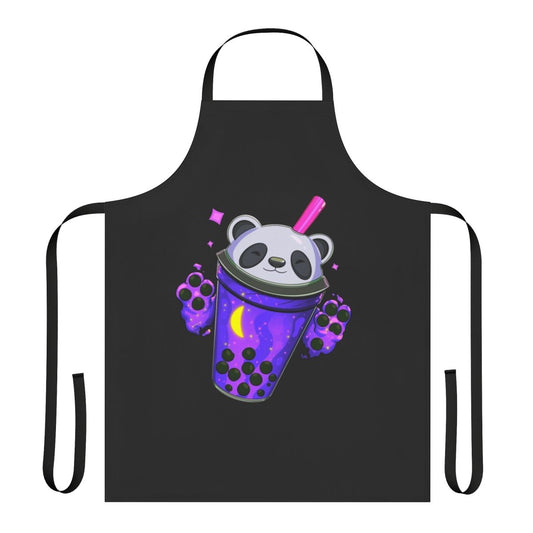 Starry panda bubble tea themed apron with cute design