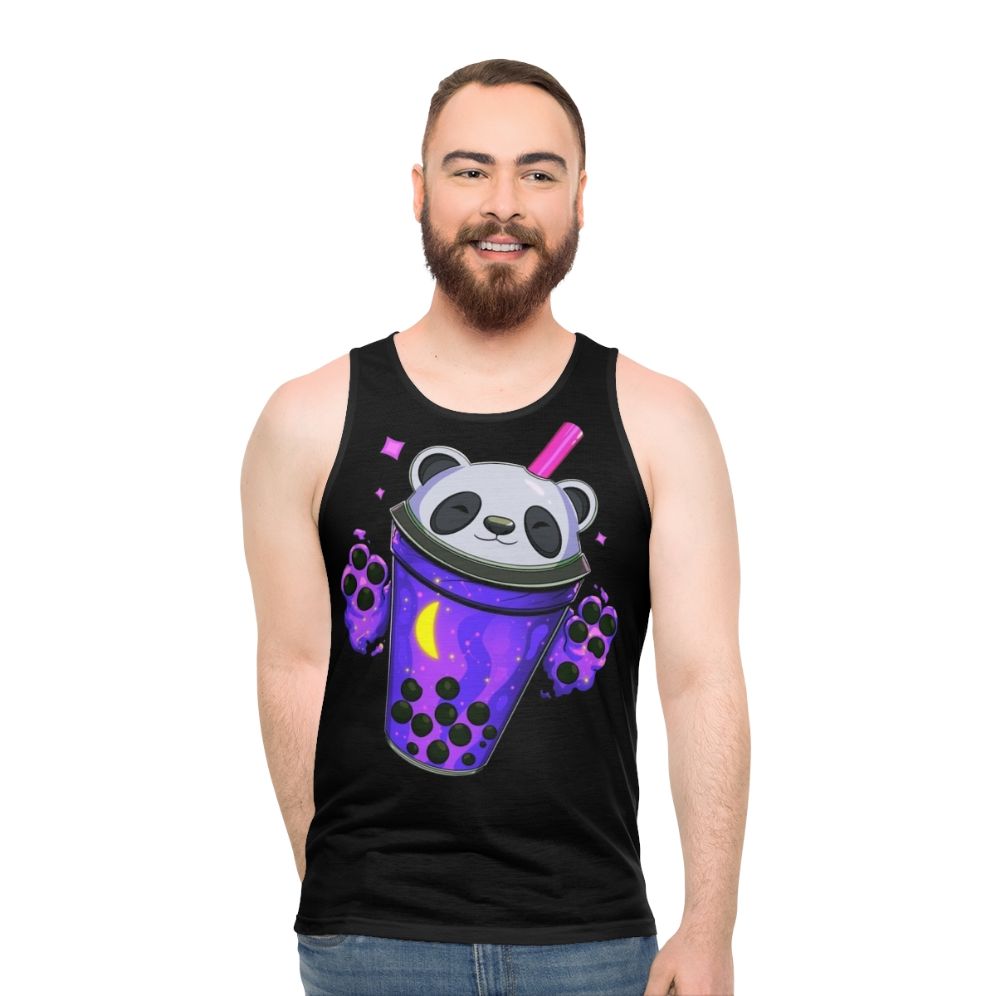 Starry panda bubble tea unisex tank top