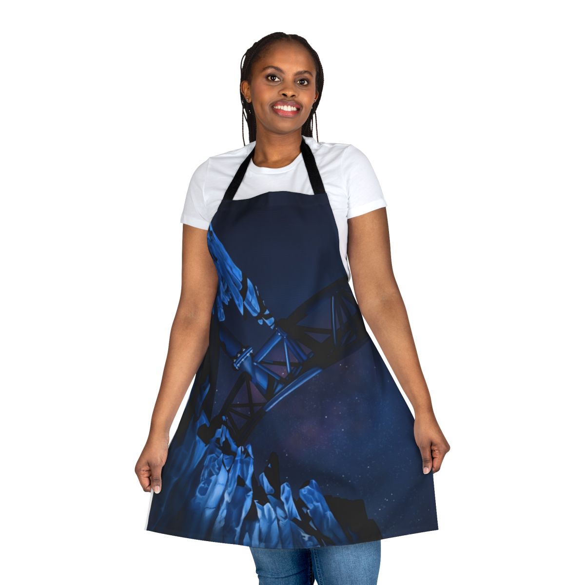 Apron featuring a night sky galaxy design inspired by the Taron roller coaster at Phantasialand theme park in Germany