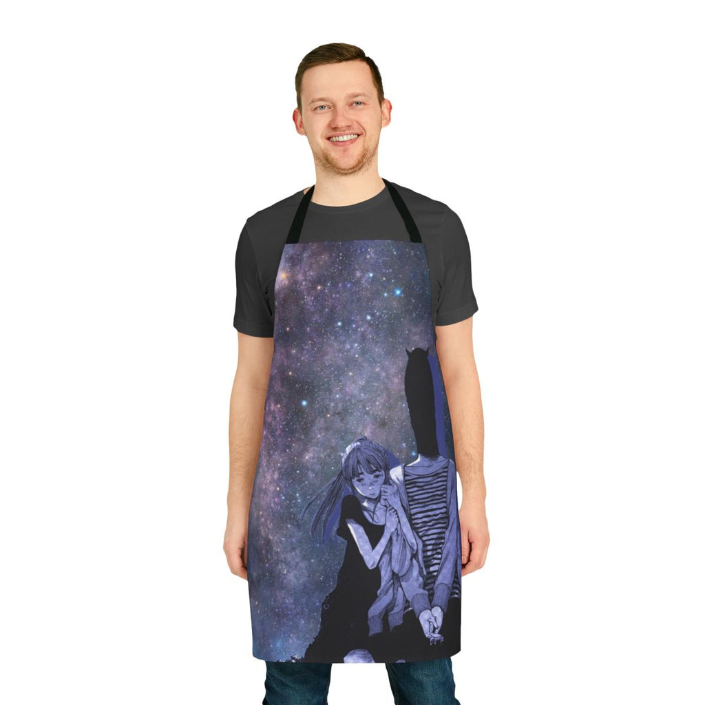 Starry sky themed apron with night sky and galaxy design