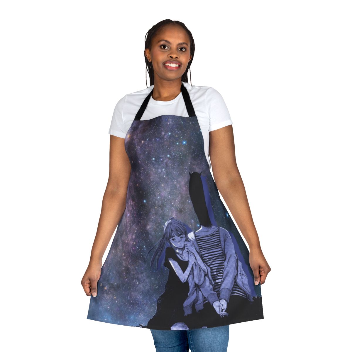 Starry sky themed apron with night sky and galaxy design