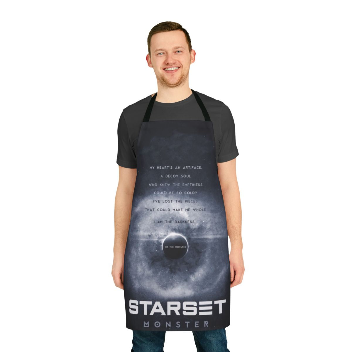 Starset-inspired band apron with galaxy and space-themed design