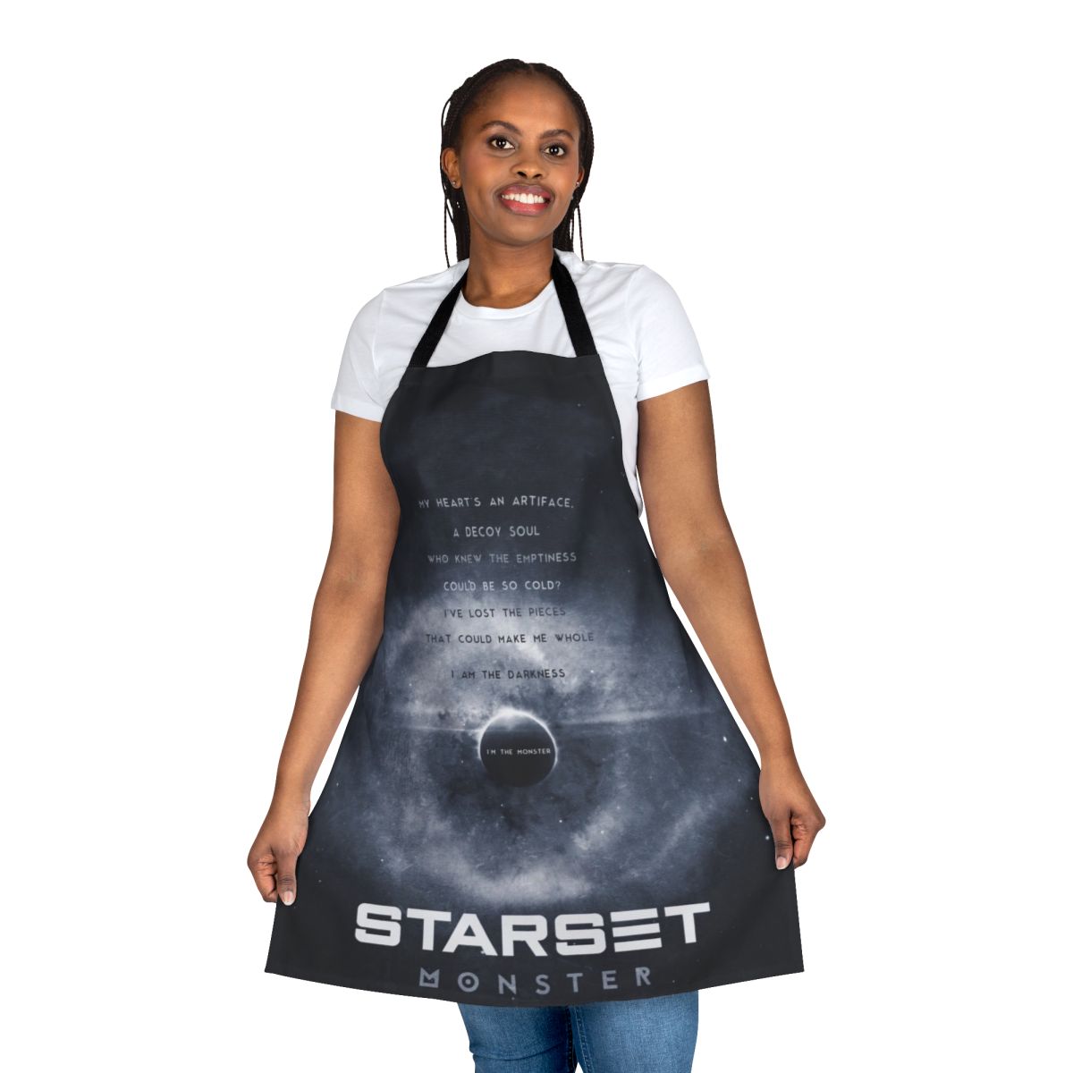 Starset-inspired band apron with galaxy and space-themed design