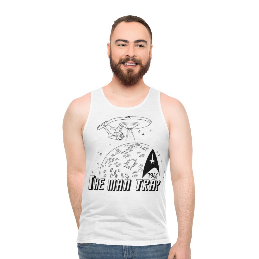 Star Trek unisex tank top featuring The Man Trap graphic