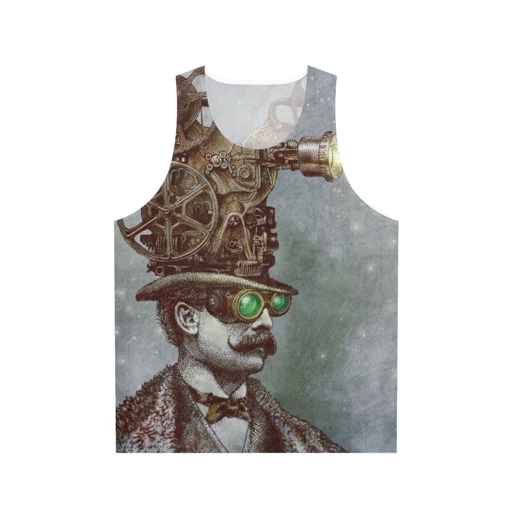 Steampunk unisex tank top with surreal mechanical design