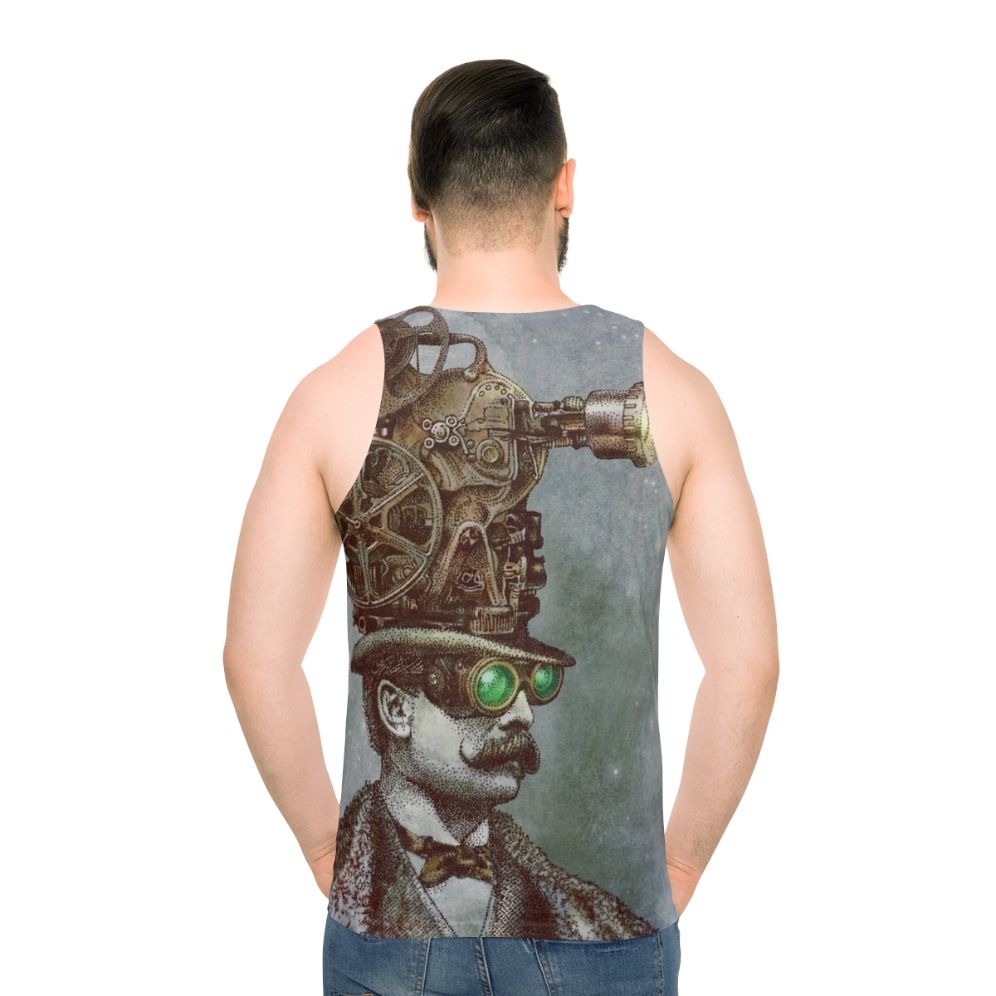 Steampunk unisex tank top with surreal mechanical design