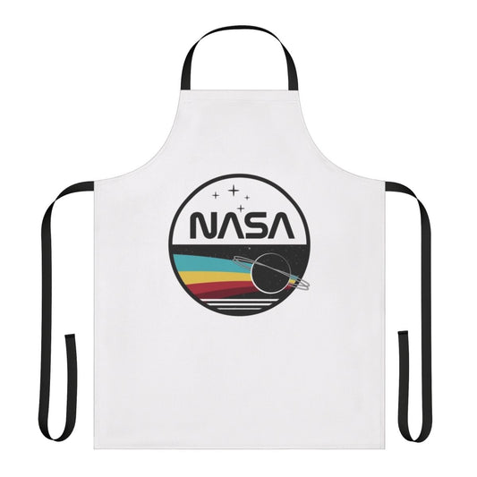 Apron with a NASA-inspired design featuring the night sky, planets, and stars