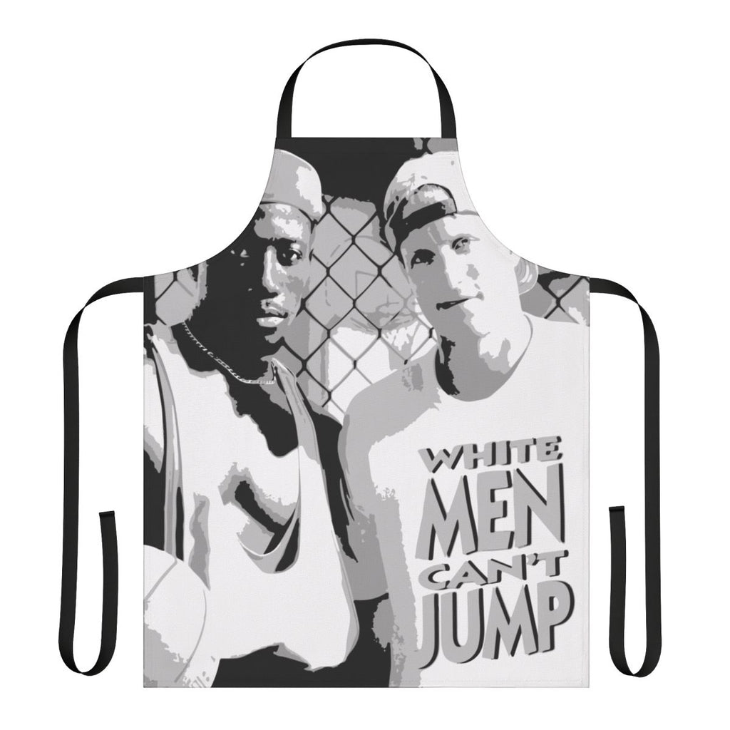 Stencil-designed apron featuring imagery from the classic basketball comedy "White Men Can't Jump"