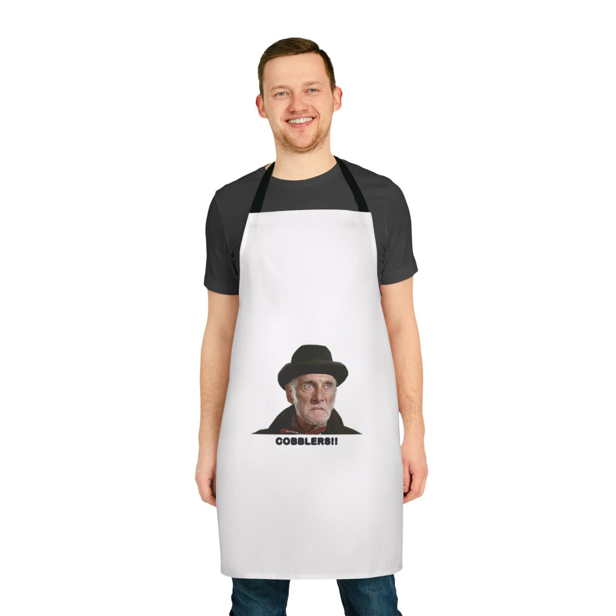 Steptoe and Son inspired apron featuring the iconic character Albert Steptoe from the classic British comedy series