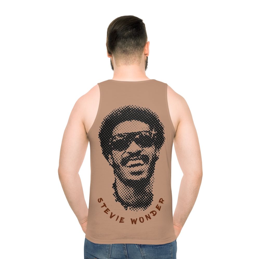 Unisex tank top featuring a portrait of musical icon Stevie Wonder