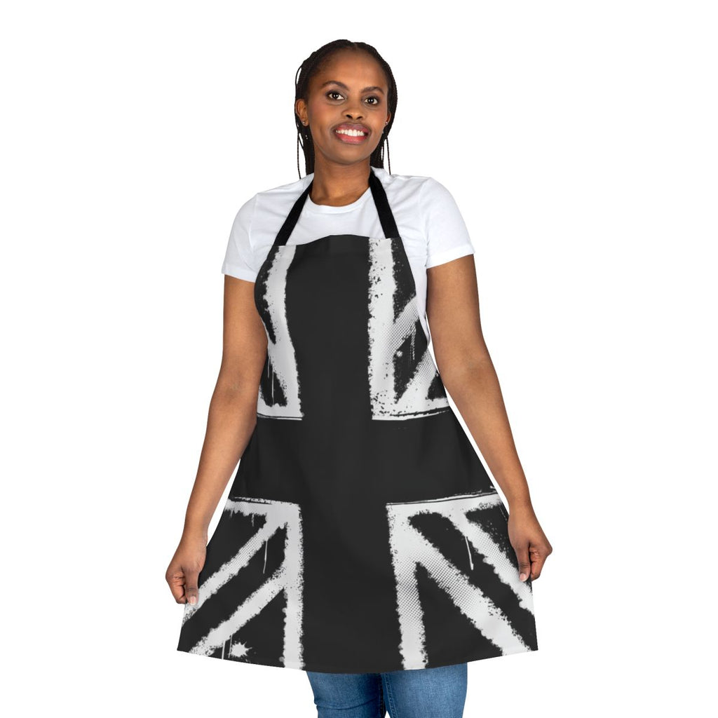 Stormzy-inspired apron with halftone, graffiti-style graphics and dripping paint effect