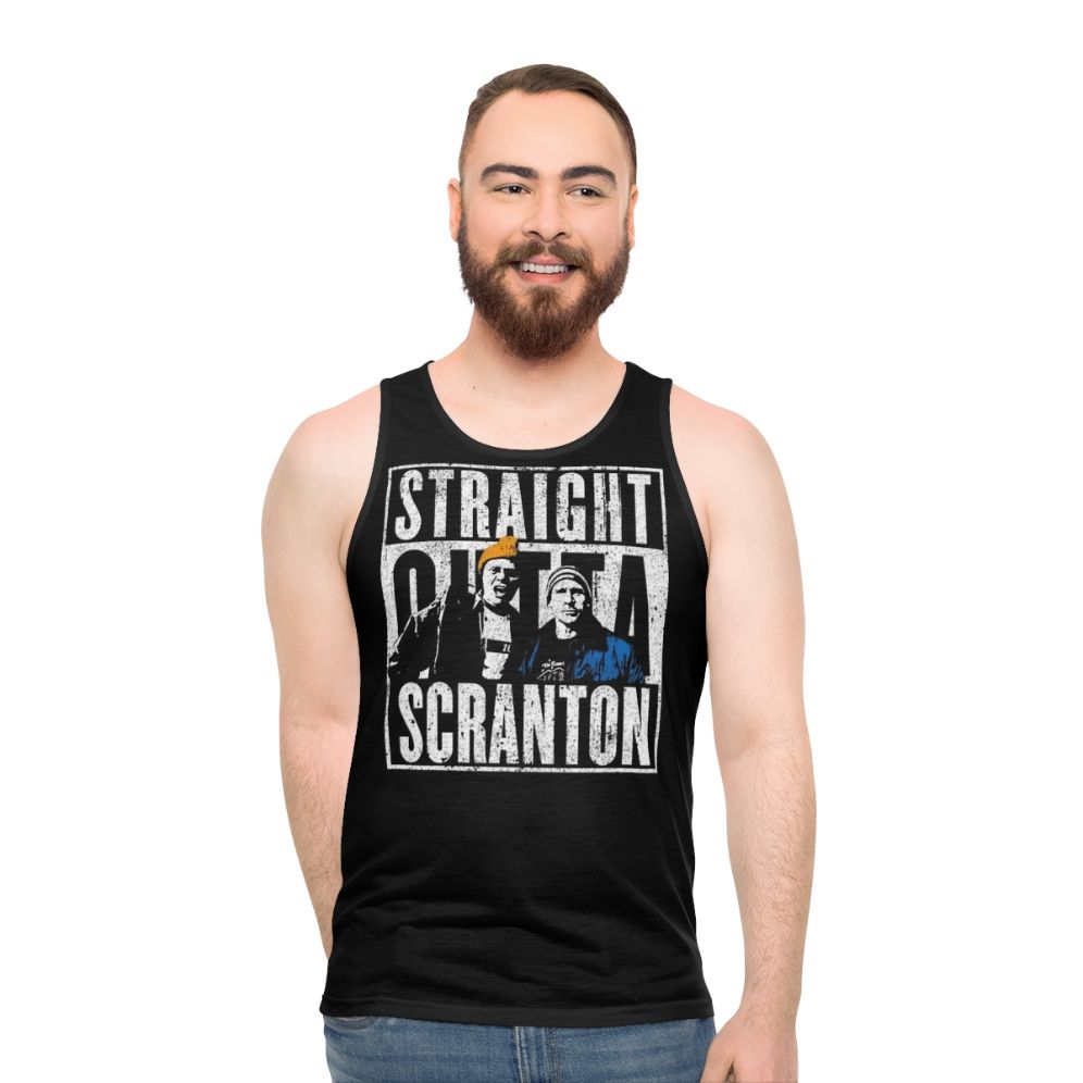 Straight Outta Scranton Lazy Scranton Unisex Tank Top featuring The Office characters
