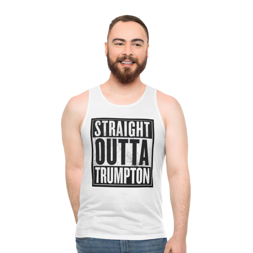 Straight Outta Trumpton unisex tank top featuring a vintage 1960s British TV show inspired design