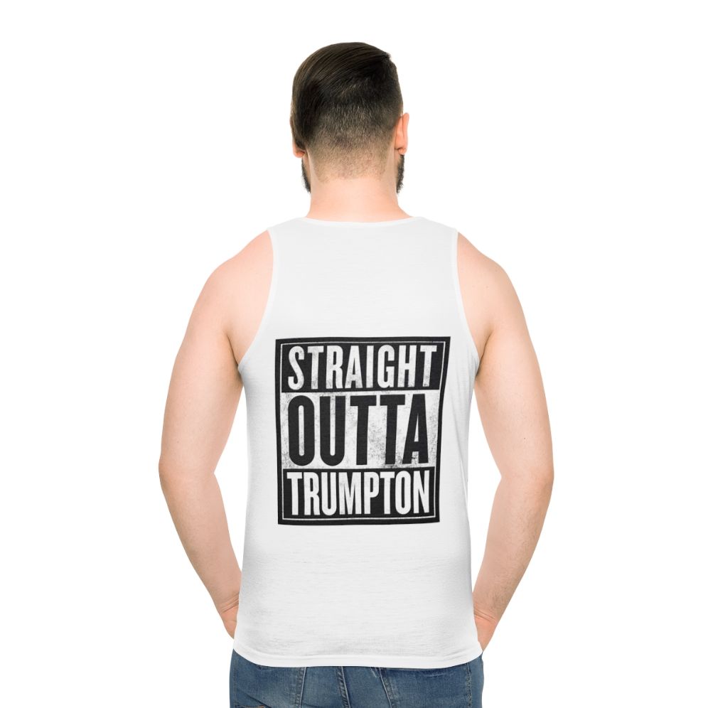 Straight Outta Trumpton unisex tank top featuring a vintage 1960s British TV show inspired design