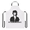 Unique apron design with portrait of indie pop singer LP (Laura Pergolizzi) with curly hair and distinctive style.