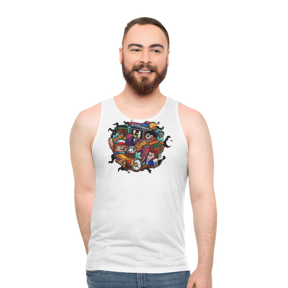 Stranger Things inspired doodle unisex tank top