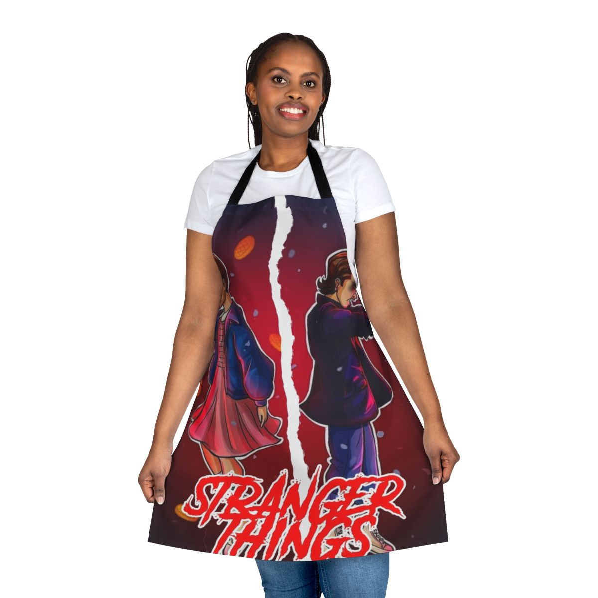 Stranger Things Fan Art Apron with characters from the popular Netflix series