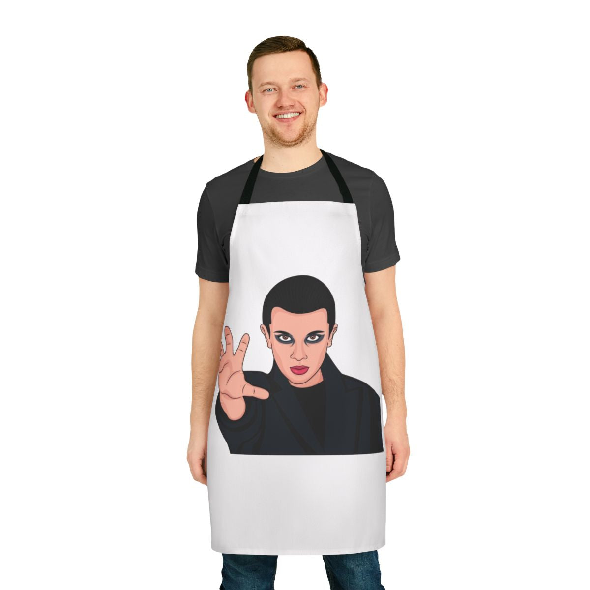 Stranger Things Inspired 80s Retro Apron featuring the character Eleven