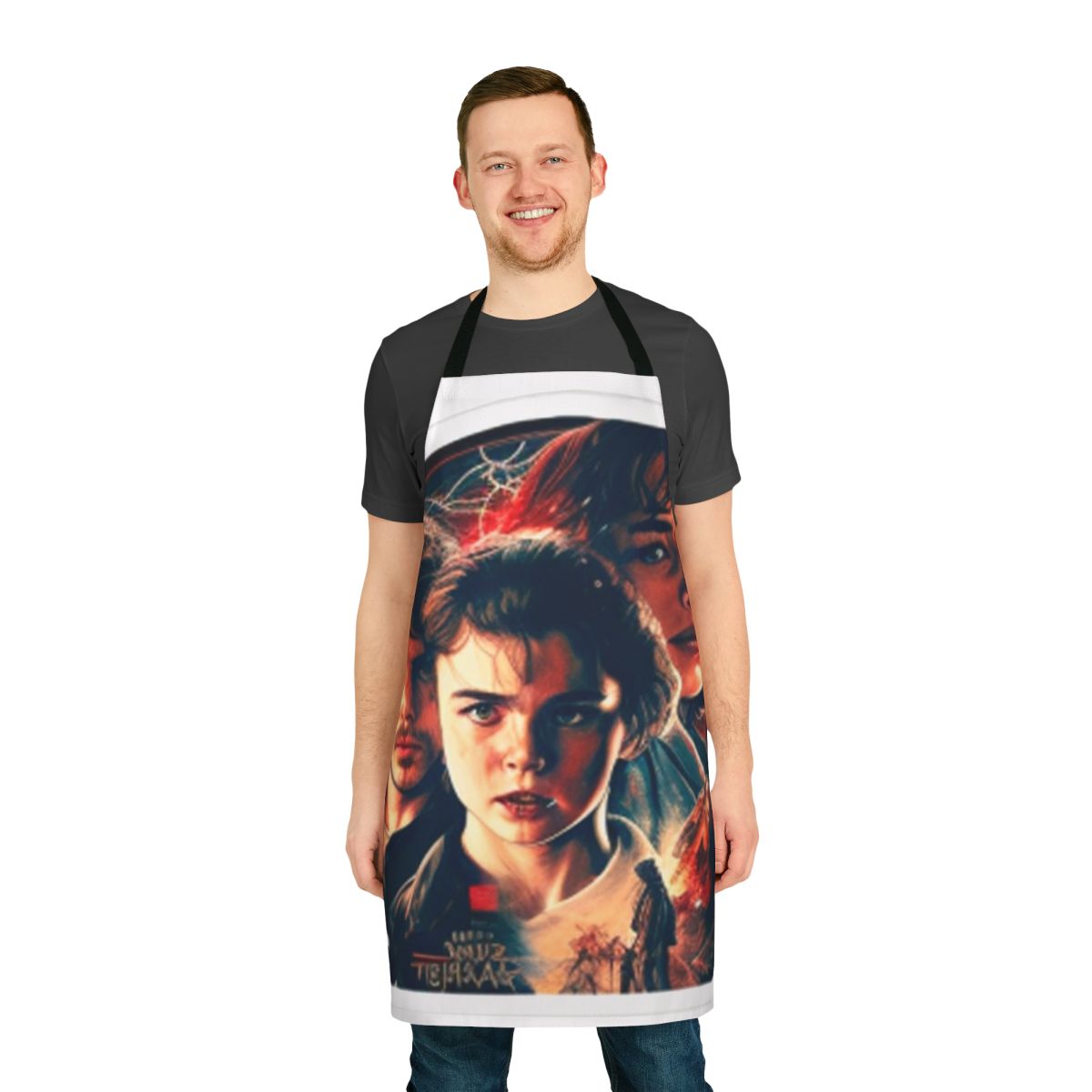 Stranger Things themed apron with "Don't Lie" quote and character imagery