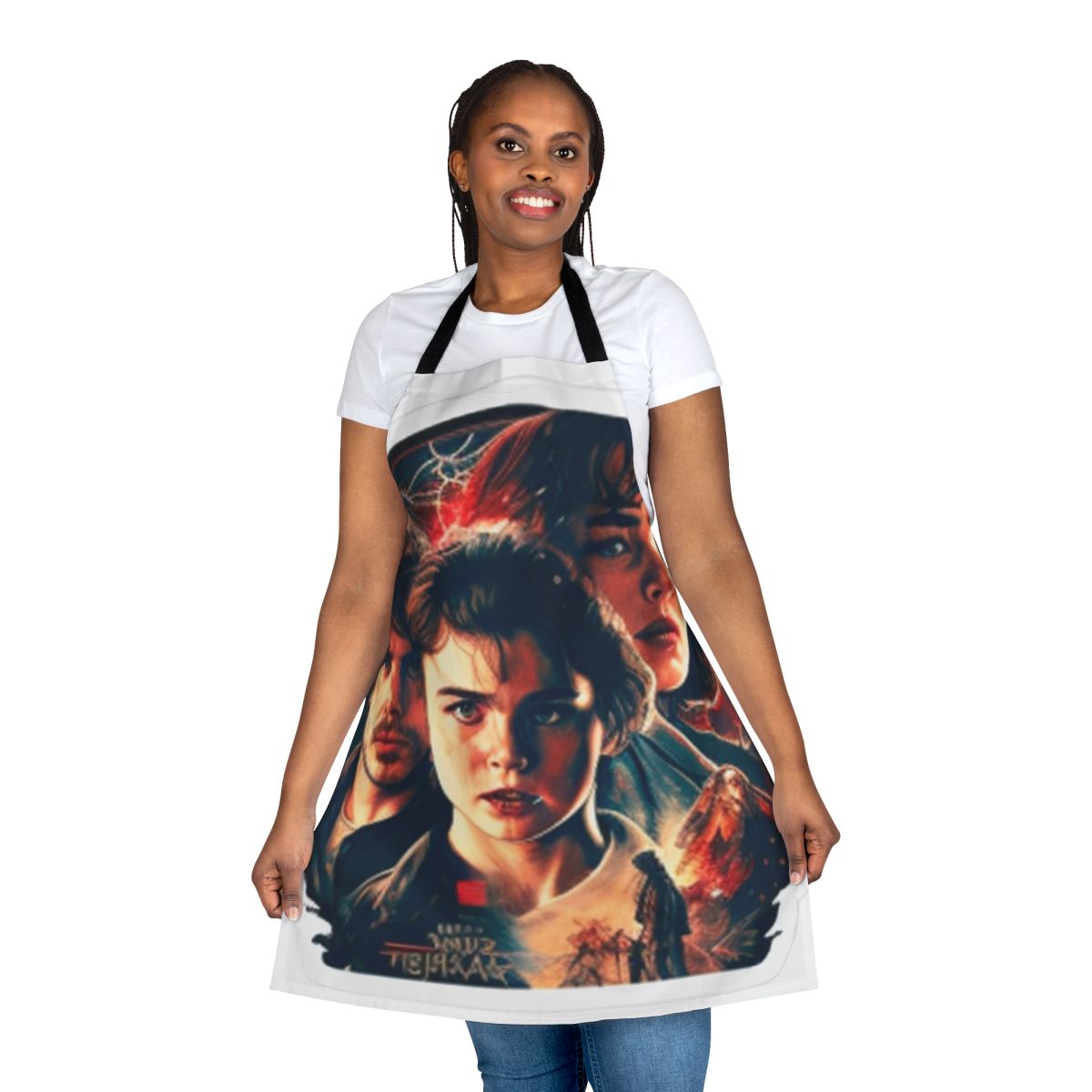 Stranger Things themed apron with "Don't Lie" quote and character imagery