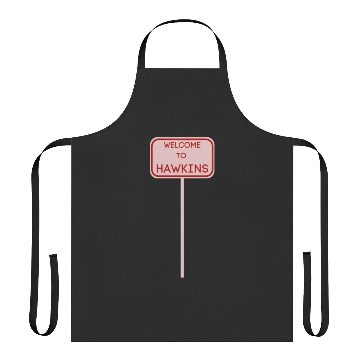 Stranger Things themed apron with Hawkins logo and design